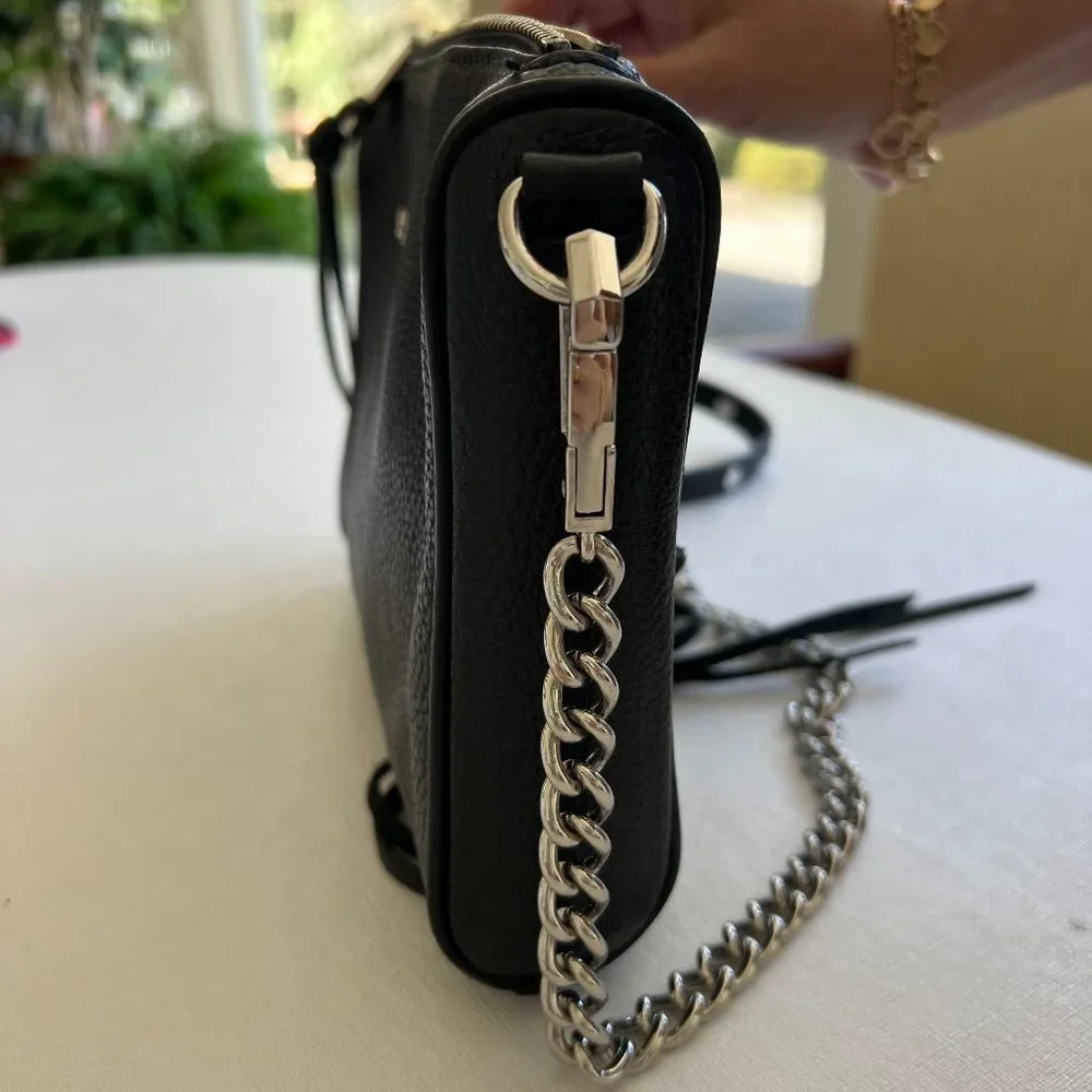 Rebecca Minkoff “5 Zip Crossbody” Bag in Black Leather & Silver Hardware - Picture 7 of 12